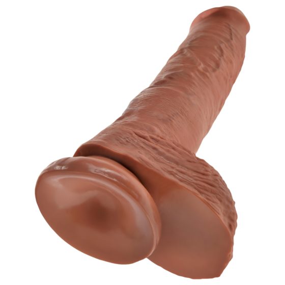 King Cock 10 varlatový velký dildo (25 cm) - hnědý
