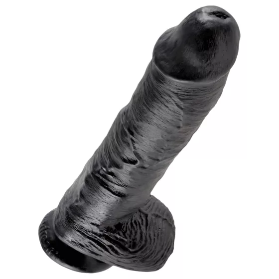 King Cock - realistický dildo s varlaty - 25 cm - černý