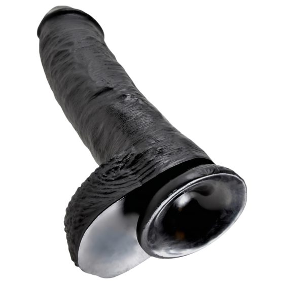 King Cock 10 varlatový dildo (25 cm) - černý