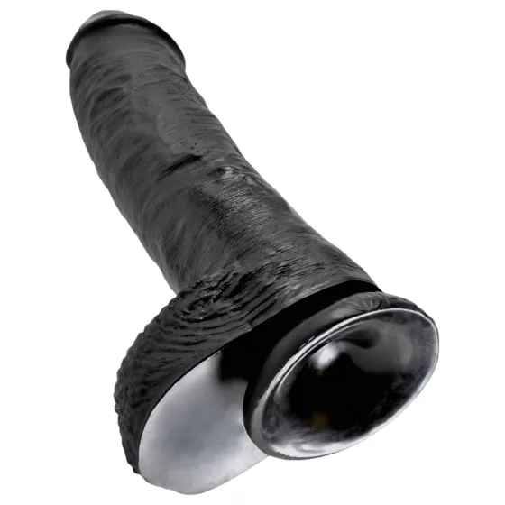 King Cock - realistický dildo s varlaty - 25 cm - černý