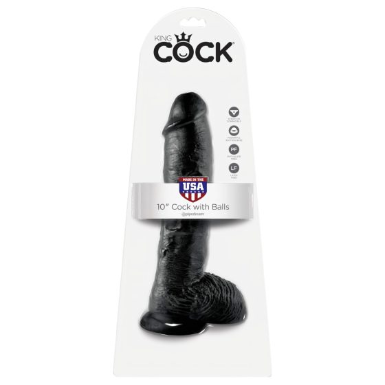 King Cock 10 varlatový dildo (25 cm) - černý