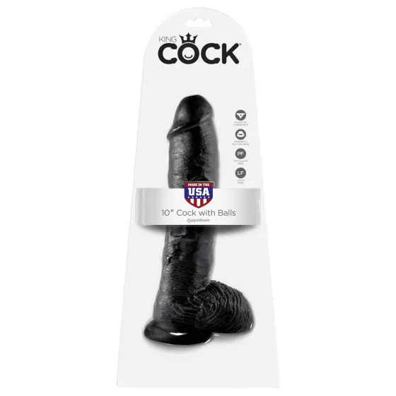 King Cock - realistický dildo s varlaty - 25 cm - černý