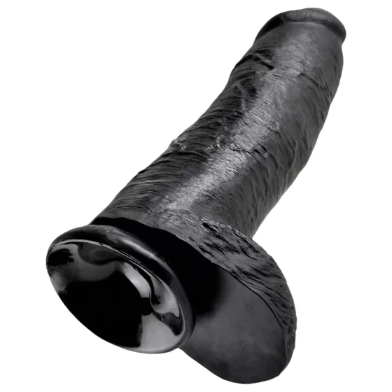 King Cock - realistické dildo s varlaty - 30 cm, černé