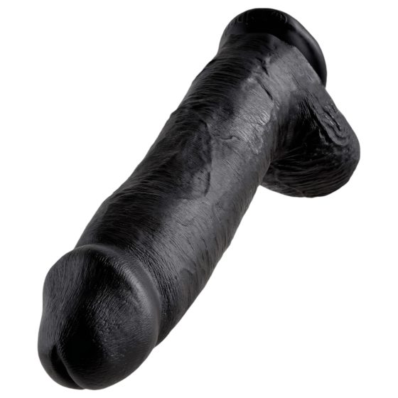 King Cock 12 varlatový velký dildo (30 cm) - černý