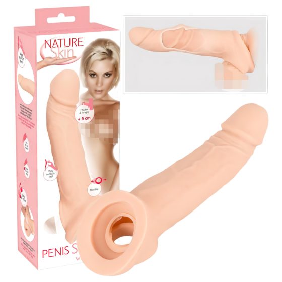 Nature Skin - Návlek na penis s kroužkem pro prodloužení
