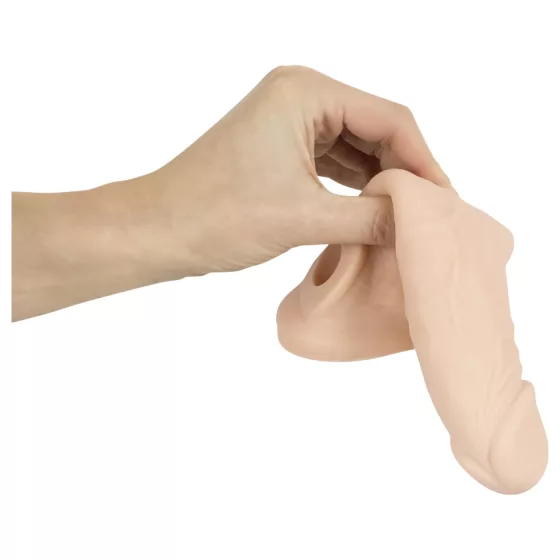 Nature Skin - návlek na penis s kroužkem - prodlužující - tělová barva