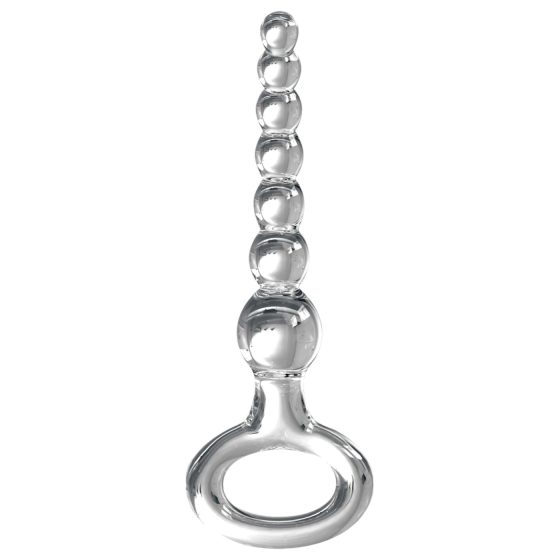 Icicles No. 67 - skleněné dildo s koulemi (průhledné)