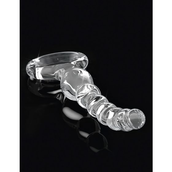 Icicles No. 67 - skleněné dildo s koulemi (průhledné)