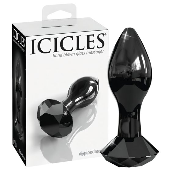 Icicles No. 78 - kuželový skleněný anální kolík (černý)