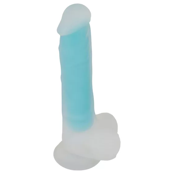 You2Toys - dildo s přísavkou - svítící ve tmě - modrý
