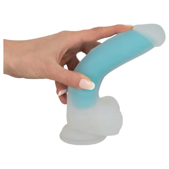 You2Toys Glow in the Dark - přísavkový, svítící dildo (modrý)