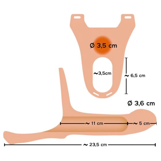 You2Toys - Připínací M - dutý dildo - přírodní