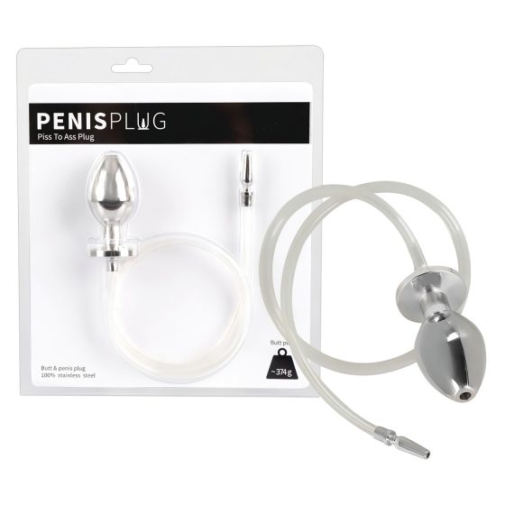 Piss to Ass Plug - dutý anální kolík s rozšiřovačem močové trubice