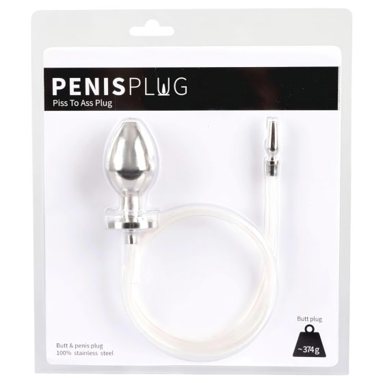 Piss to Ass Plug - dutý anální kolík s rozšiřovačem močové trubice