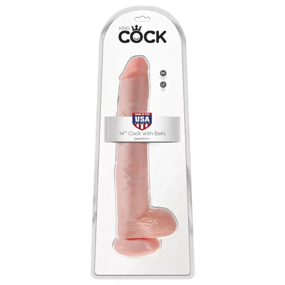 King Cock - realistické dildo s varlaty - 35 cm - tělová barva