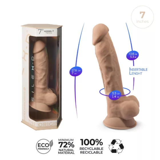Silexd 7 - dildo s přísavkou - 17,5 cm - realistický vzhled