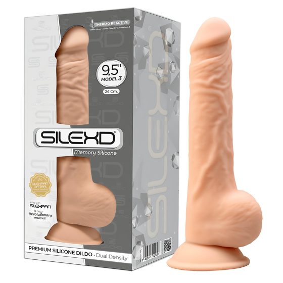 Silexd 9,5 - přísavný dildo - 24 cm (přírodní)