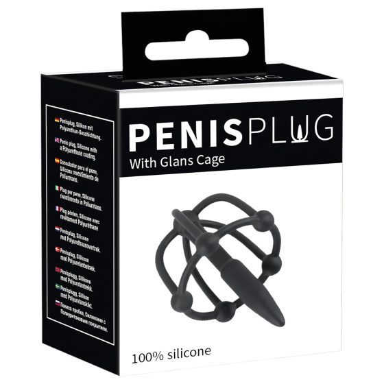 Penisplug - silikonová klec s hrotem na žalud (černá)