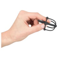 Penisplug - silikonová klec s hrotem na žalud (černá)