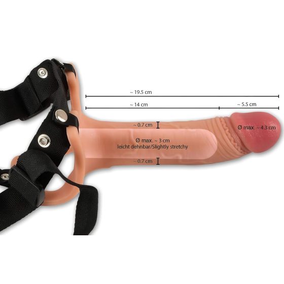 Realistixxx Strap-on - připevnitelný, dutý dildo (přirozený)