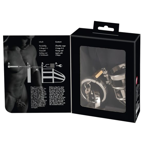 You2Toys - Kovová klec cudnosti na penis s visacím zámkem