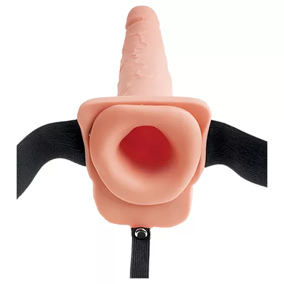 Fetish Strap-On - připínací stříkající dildo - realistické tělové 19 cm