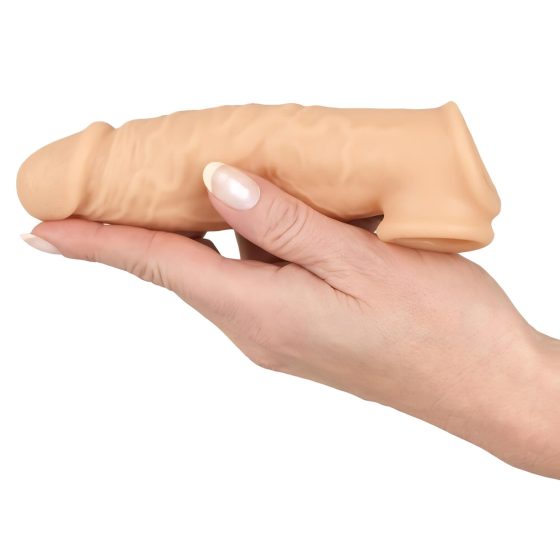 Realistixxx - realistický návlek na penis s kroužkem - 16 cm (přírodní)