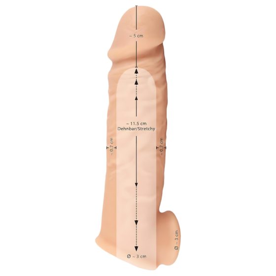 Realistixxx - realistický návlek na penis s kroužkem - 16 cm (přírodní)