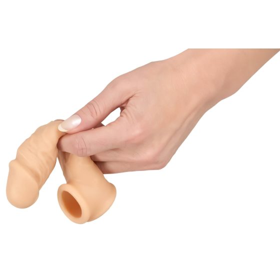 Realistixxx - realistický návlek na penis s kroužkem - 16 cm (přírodní)