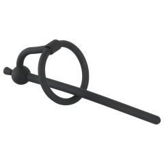   Penisplug - silikonový dilatátor močové trubice a kroužek na žalud (0,6mm) - černý