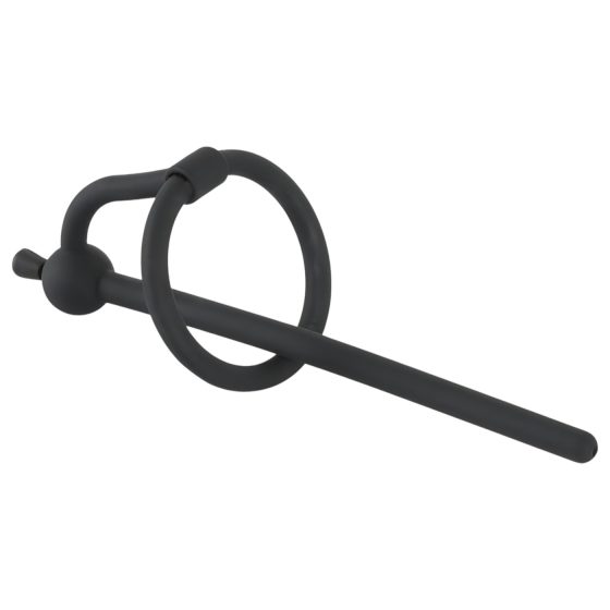 Penisplug - silikonový dilatátor močové trubice a kroužek na žalud (0,6mm) - černý