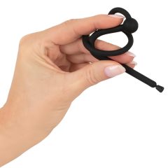   Penisplug - silikonový dilatátor močové trubice a kroužek na žalud (0,6mm) - černý