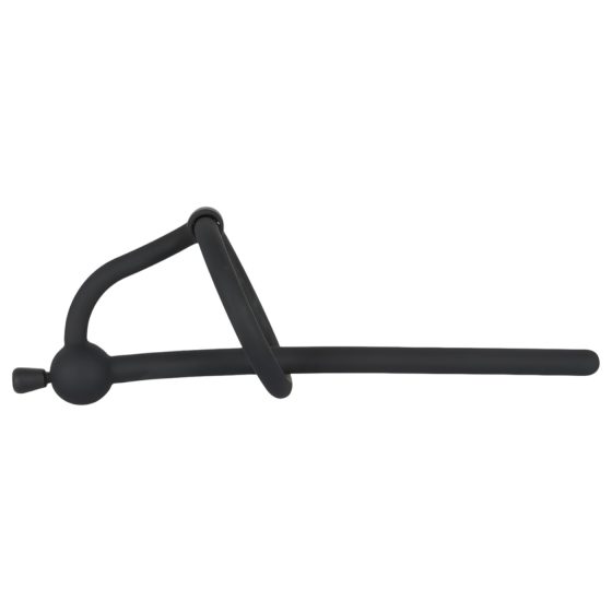 Penisplug - silikonový dilatátor močové trubice a kroužek na žalud (0,6mm) - černý