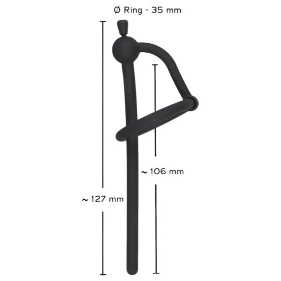 Penisplug - silikonový dilatátor močové trubice a kroužek na žalud (0,6mm) - černý