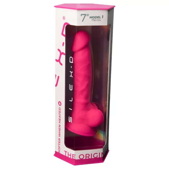Silexd 7 - přísavkový, varlatový dildo - 17,5 cm (růžový)