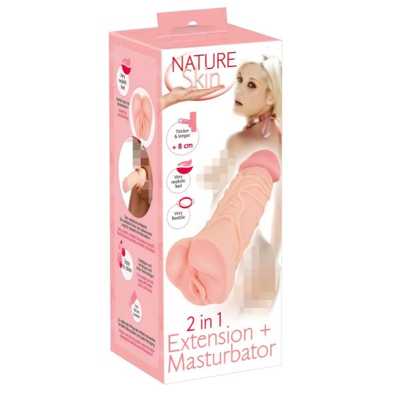Nature Skin - 2v1 umělá vagína a návlek na penis (přírodní)