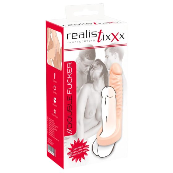 Realistixxx Double F - realistické dildo s kroužkem (přírodní)