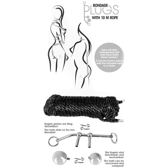 You2Toys Bondage anální kolík (149g) + BDSM lano (10m)