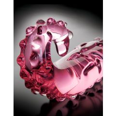   Icicles No. 24 - skleněné dildo s žebrovaným jazykem (růžové)