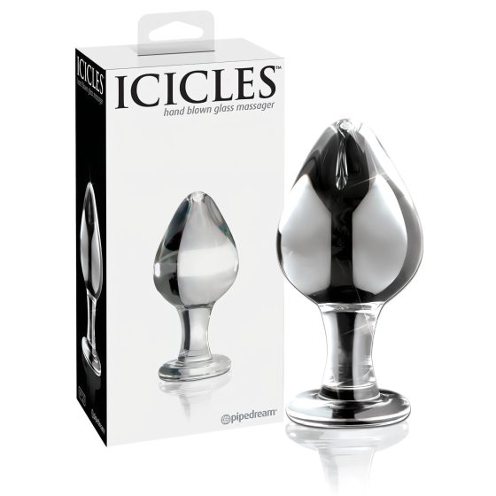 Icicles No. 25 - kónický skleněný anální kolík (průhledný)