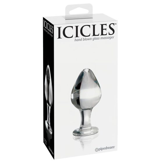Icicles No. 25 - kónický skleněný anální kolík (průhledný)