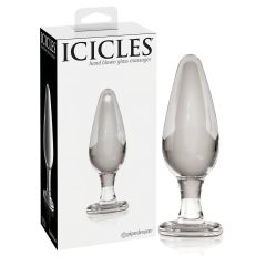   Icicles No. 26 - kónický skleněný anální kolík (průhledný)