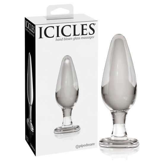 Icicles No. 26 - kónický skleněný anální kolík (průhledný)