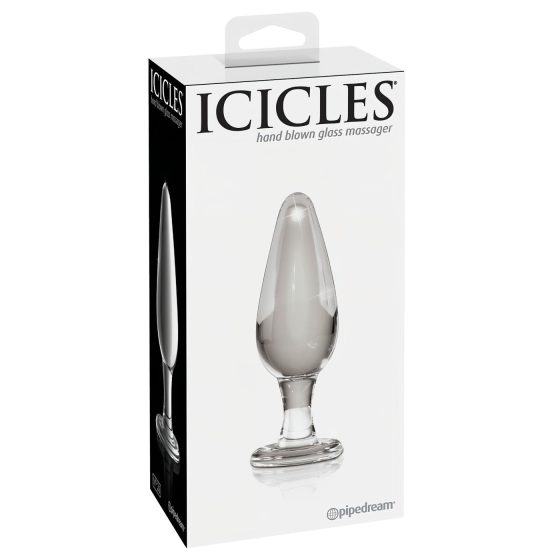 Icicles No. 26 - kónický skleněný anální kolík (průhledný)