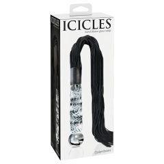   Icicles No. 38 - kožený bičík a skleněné dildo (průhledné-černé)