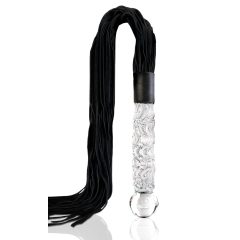   Icicles No. 38 - kožený bičík a skleněné dildo (průhledné-černé)