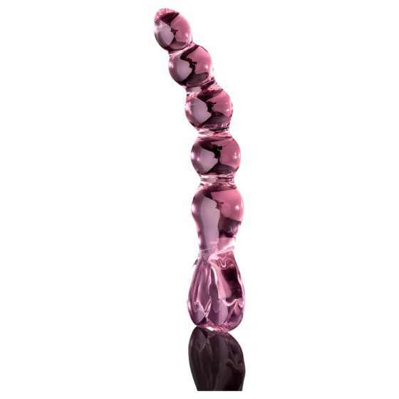Icicles No. 43 - perlové, srdíčkové skleněné dildo (růžové)