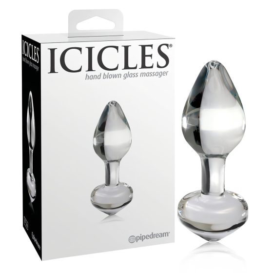 Icicles No. 44 - kónický, skleněný anální kolík (průhledný)