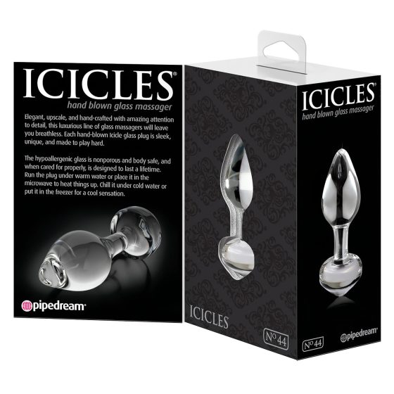 Icicles No. 44 - kónický, skleněný anální kolík (průhledný)