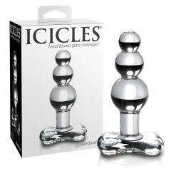   Icicles No. 47 - trojitý perlový skleněný anální kolík (průhledný)